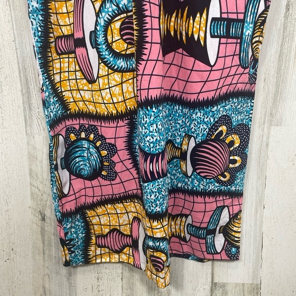 Handmade Midi Dress Wearable Art Puff Sleeve Abstract Colorful Estimated SizeM - Picture 10 of 15